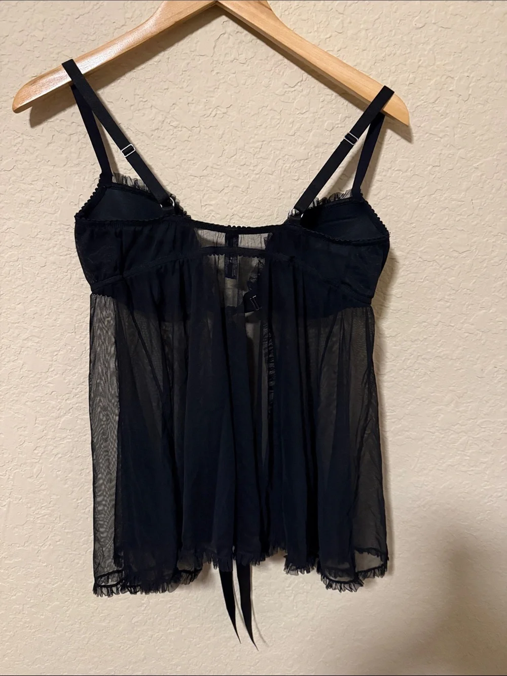 Y2K VS Black Rhinestone Babydoll Chemise - Women Intimates 36C